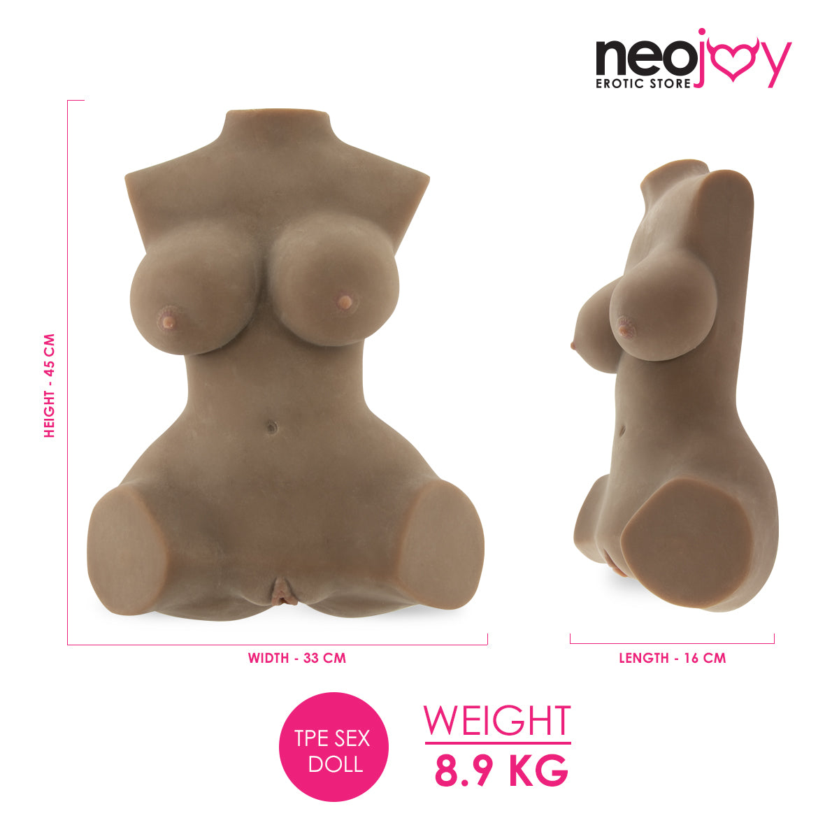 Geiko M Sex Love Doll (Brown) 8.9KG - TPE - 45cm - Brown