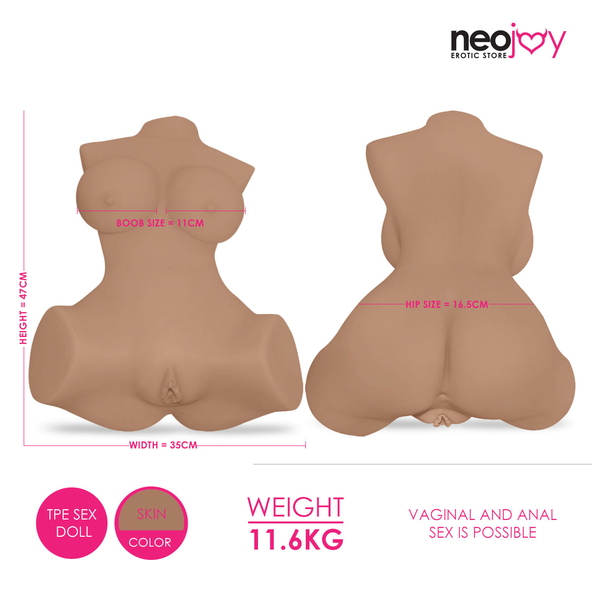 Neojoy - Geiko B Sex Love Doll - 11.6KG - TPE - 47cm