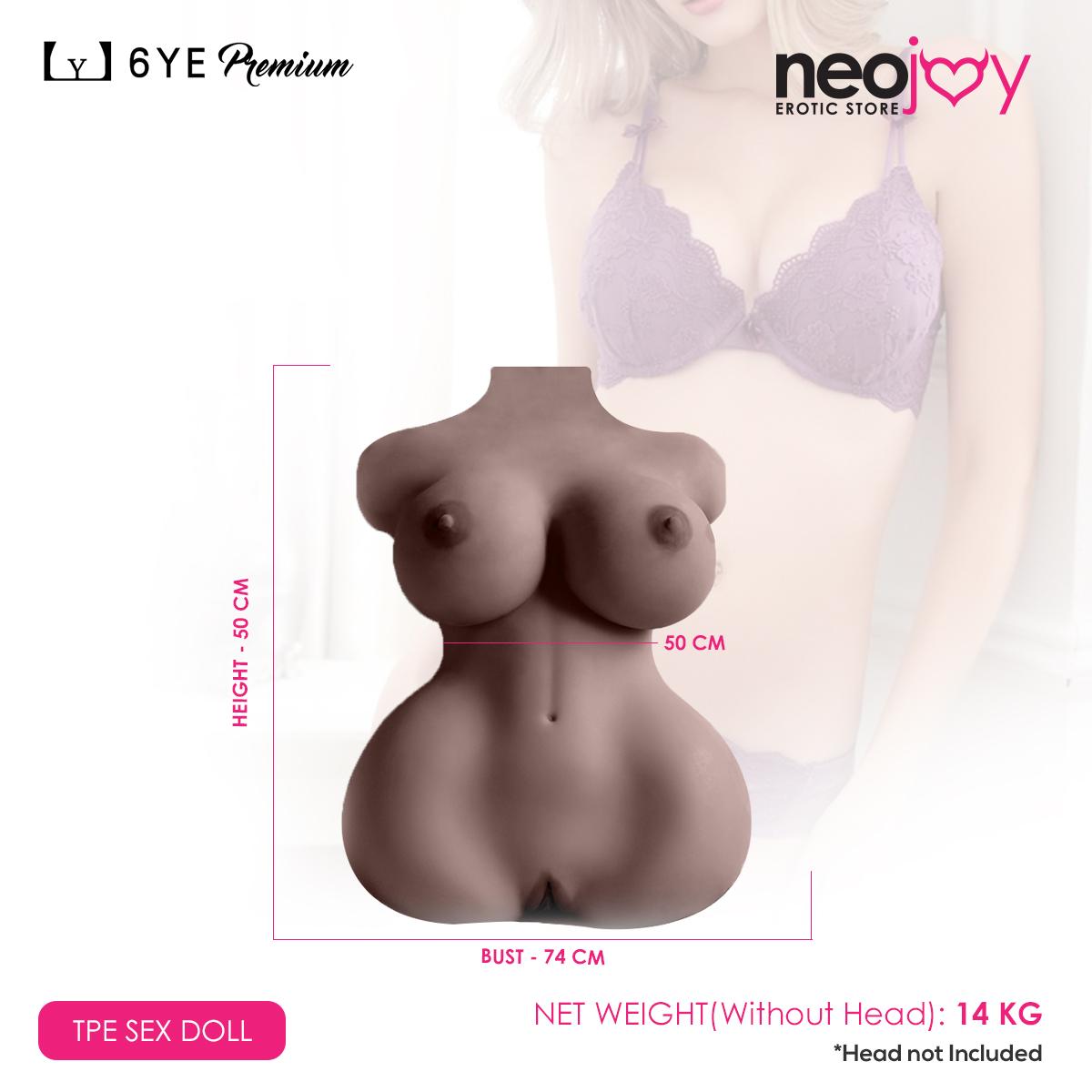 6YE Torso & Head - Realistic Sex Doll Torso With Head Connector - Black- 14kg
