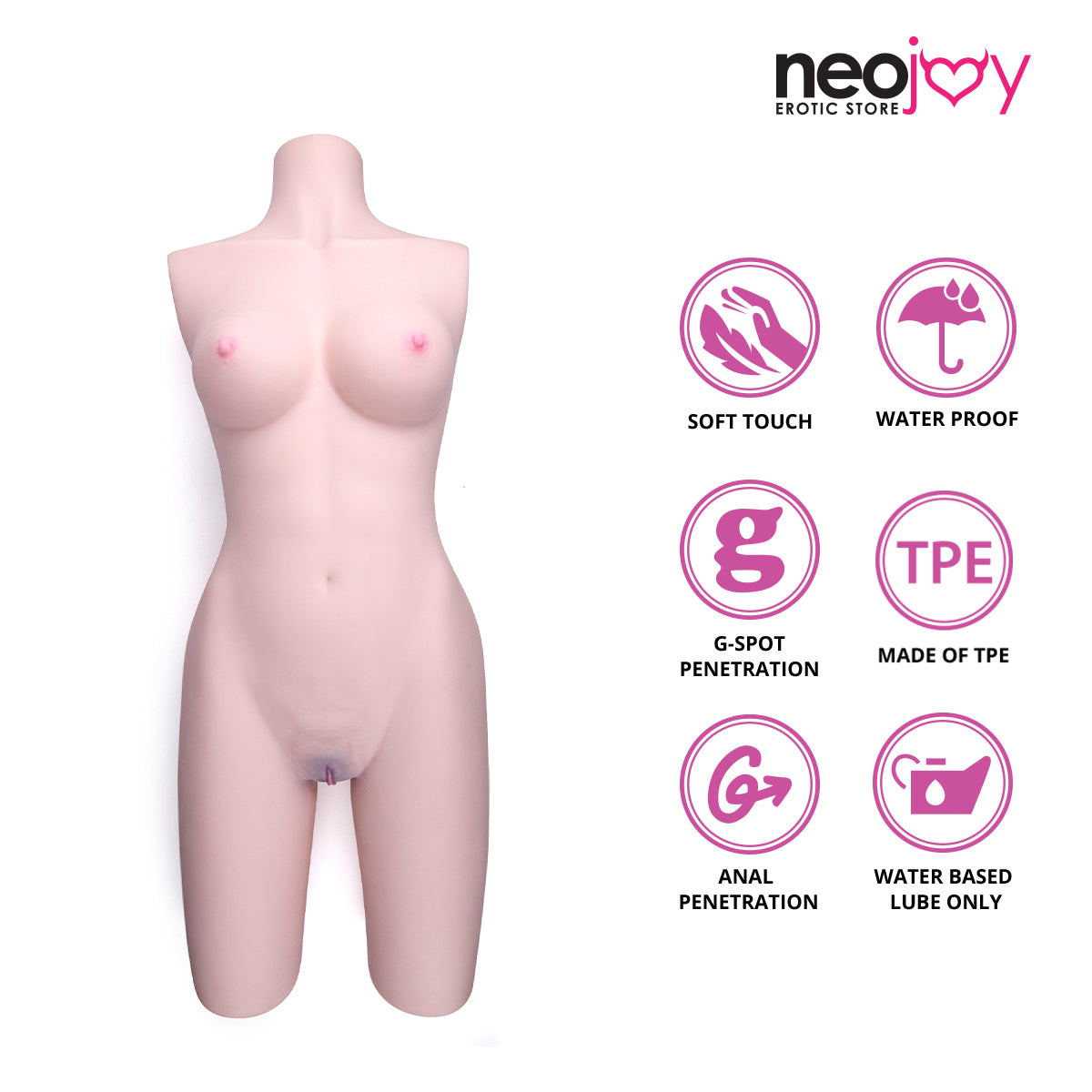 Neojoy - Big half body Sex Torso with Flexible Skeleton - Japenise White - 21.5Kg