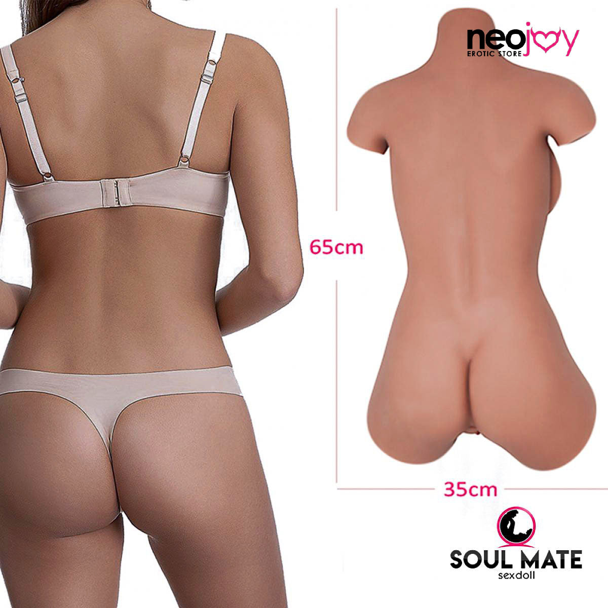 SoulMate Real Sex Doll Torso - Light Brown - 13.5kg